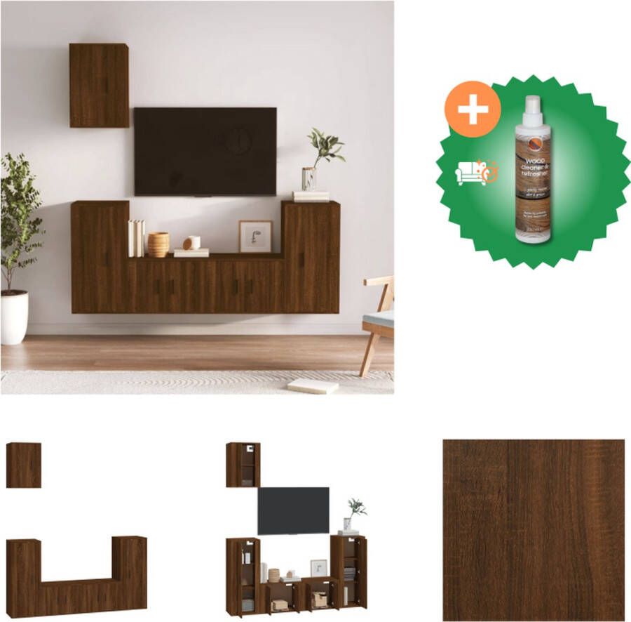VidaXL TV-meubelset Bruineiken 2x 57 x 34.5 x 40 cm 2x 40 x 34.5 x 80 cm 1x 40 x 34.5 x 60 cm Kast Inclusief Houtreiniger en verfrisser - Foto 5