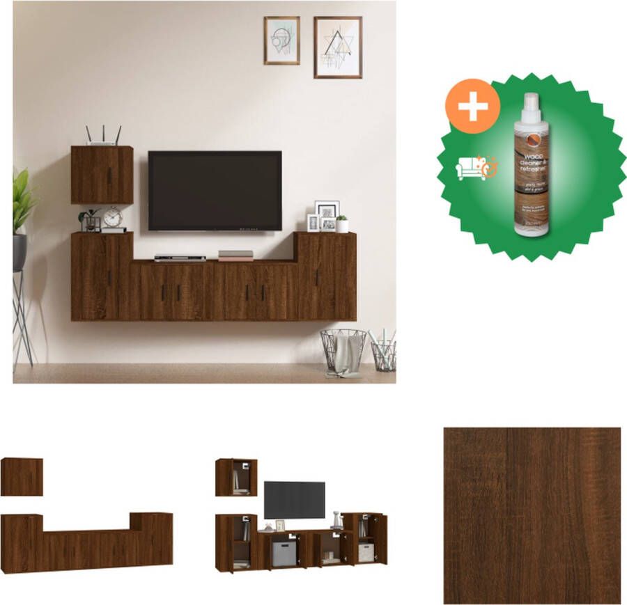 VidaXL TV-meubelset Bruineiken 2x 57x34.5x40cm 1x 40x34.5x40cm 2x 40x34.5x60cm Kast Inclusief Houtreiniger en verfrisser