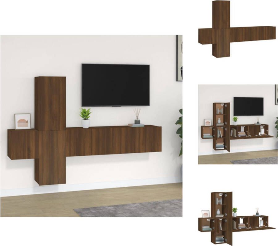 vidaXL TV-meubelset Bruineiken 2x 60x30x30cm 2x 30.5x30x60cm 1x 30.5x30x30cm Kast