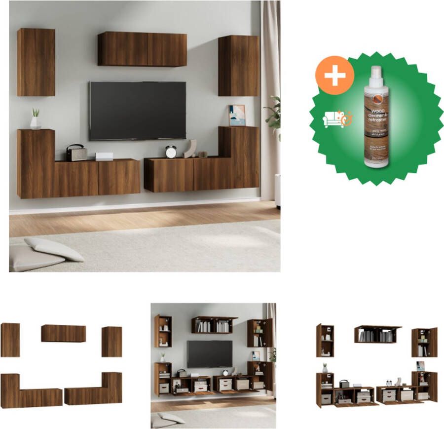 VidaXL Televisiemeubelset Bruineiken 4x 30.5x30x30 cm 3x 80x30x30 cm Kast Inclusief Houtreiniger en verfrisser