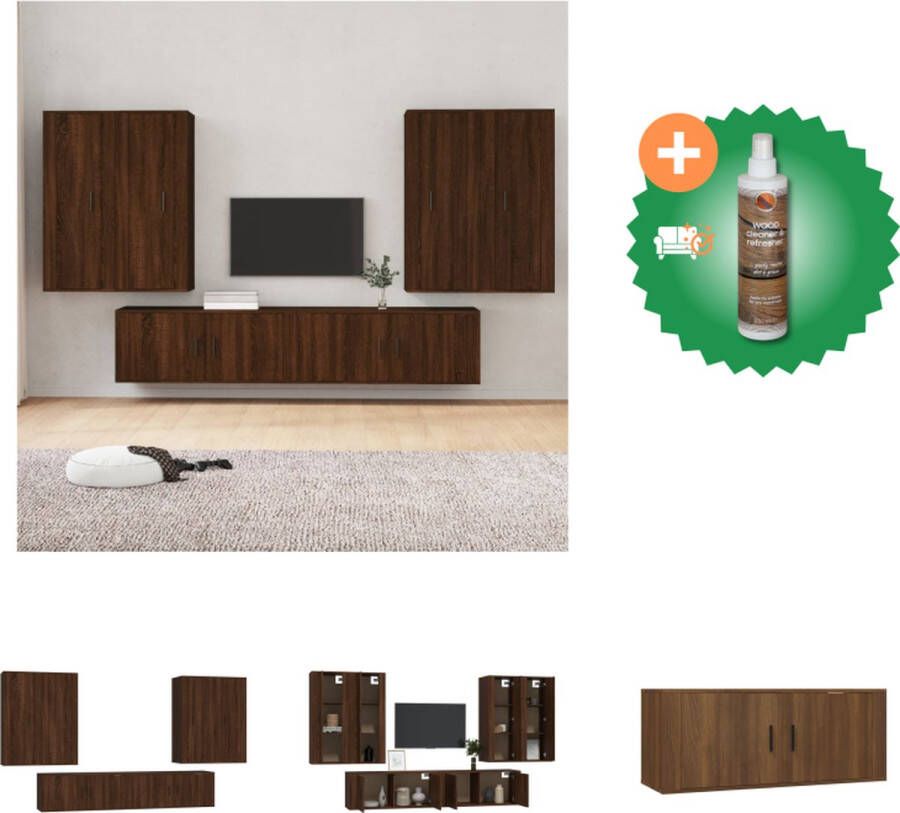 VidaXL TV-meubelset Bruineiken 4x 40x34.5x100cm + 2x 100x34.5x40cm Kast Inclusief Houtreiniger en verfrisser