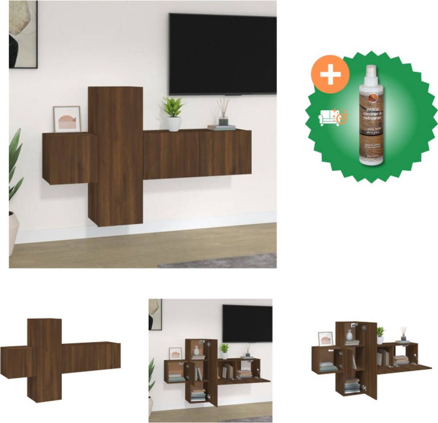 VidaXL Televisiekastenset Bruineiken 1x 57x34.5x40 cm 2x 40x34.5x60 cm Trendy design Kast Inclusief Houtreiniger en verfrisser