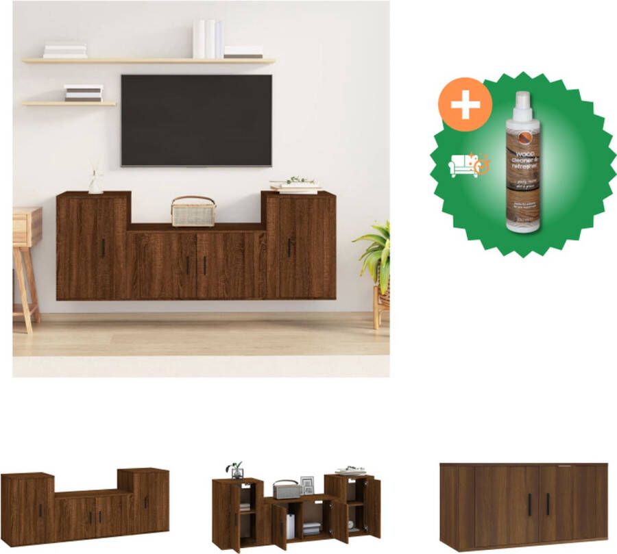 VidaXL TV-meubelset bruineiken klassiek design voldoende opbergruimte wandgemonteerd Kast Inclusief Houtreiniger en verfrisser - Foto 5