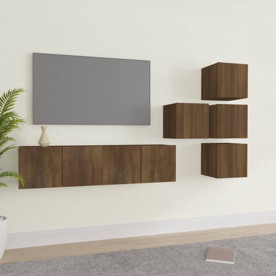 VidaXL Tv-meubelset Bruineiken Groot- 60 x 30 x 30 cm Klein- 30.5 x 30 x 30 cm Kast