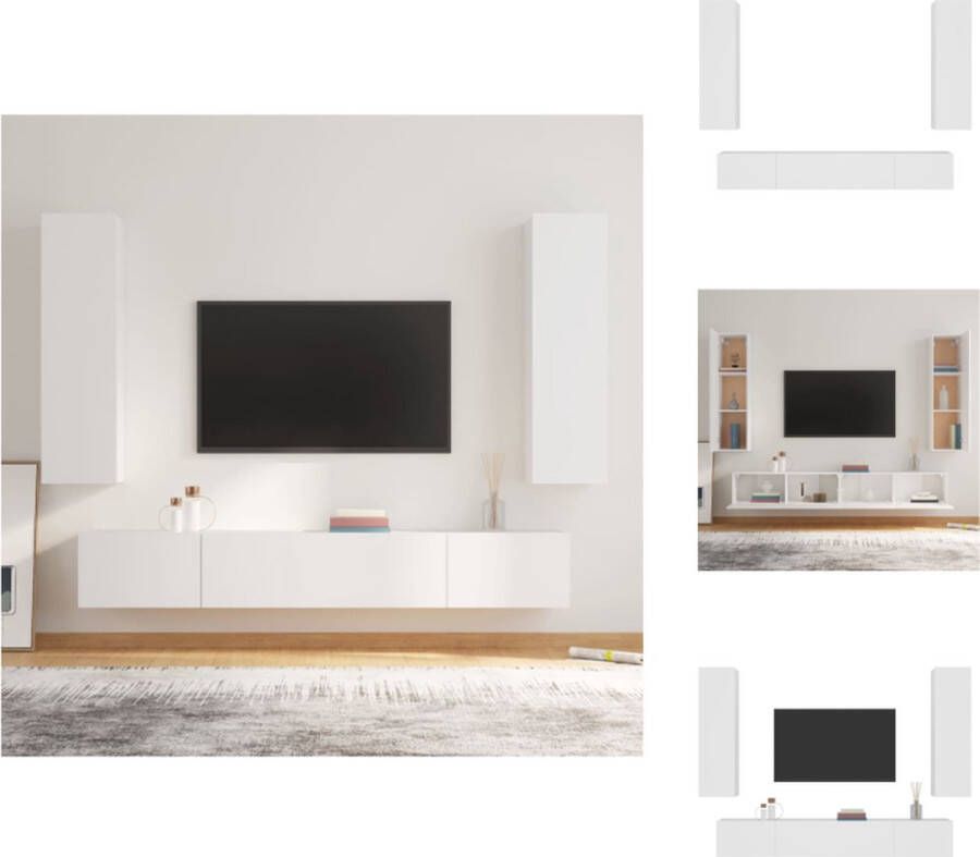 VidaXL Tv-meubelset Classic 2x 100x30x30 cm 2x 30.5x30x110 cm wit Kast