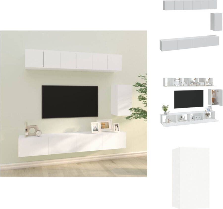 VidaXL TV-meubelset Classic 60x30x30 cm 30.5x30x60 cm 100x30x30 cm Wit Bewerkt hout Kast