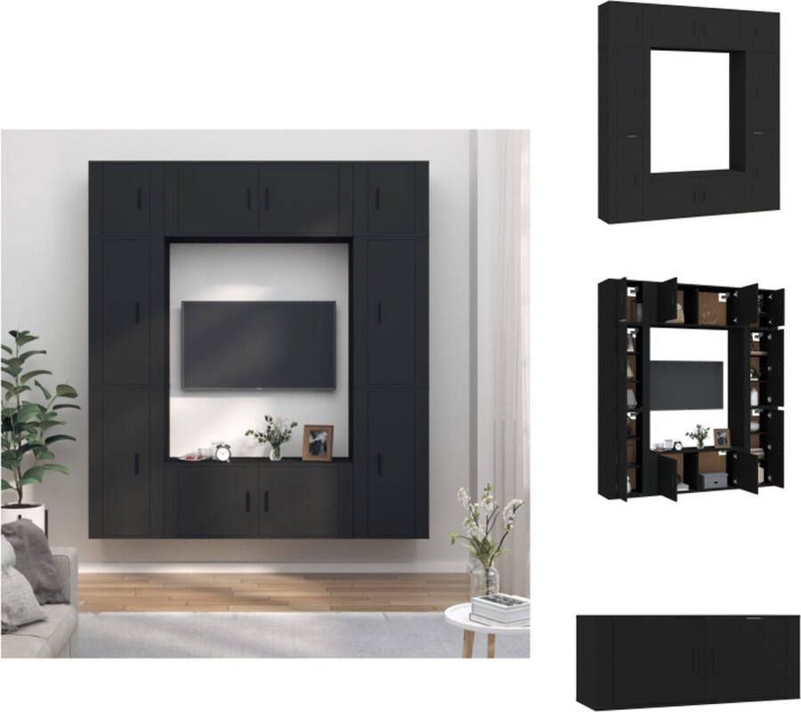 vidaXL Tv-meubelset Classic Black 2x 100x34.5x40cm 4x 40x34.5x80cm 2x 40x34.5x40cm hout Kast