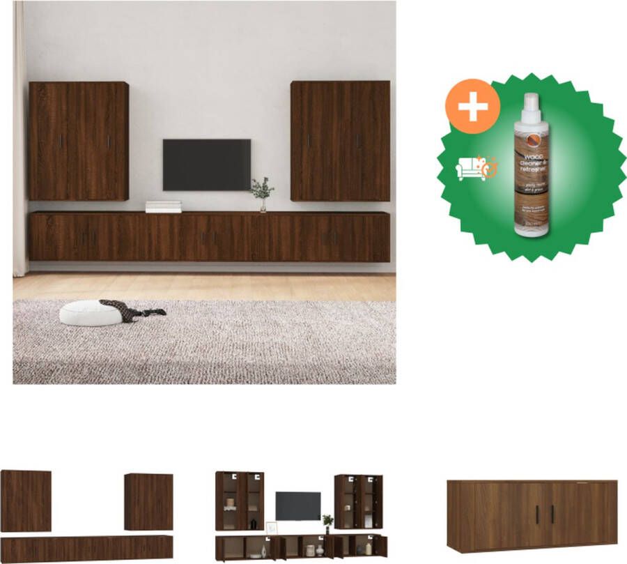 VidaXL TV-meubelset Classic Bruineiken 4x 40x34.5x100cm + 3x 100x34.5x40cm Bewerkt Hout Kast Inclusief Houtreiniger en verfrisser