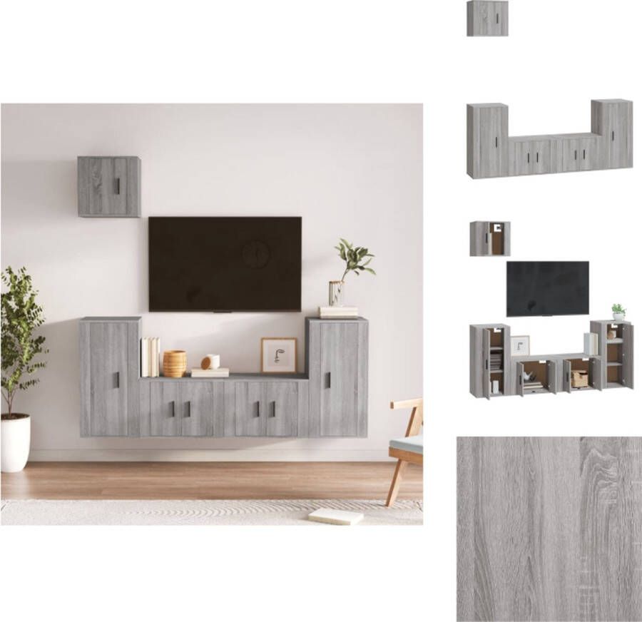 VidaXL TV-meubelset Classic Grey Sonoma Eiken 2x57x34.5x40cm 2x40x34.5x80cm 1x40x34.5x40cm Kast