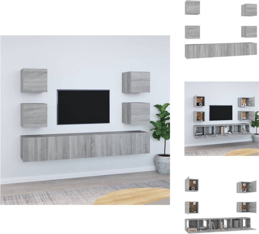 VidaXL TV-meubelset Classic Opbergruimte Wandgemonteerd Grijs Sonoma Eiken Hoge Kwaliteit 7 stuks Kast