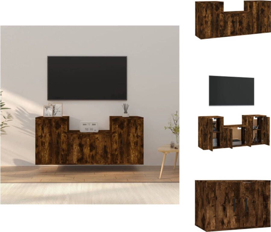 vidaXL TV-meubelset Gerookt eiken 1x tv-meubel- 57x34.5x40cm 2x tv-meubel- 40x34.5x60cm Kast