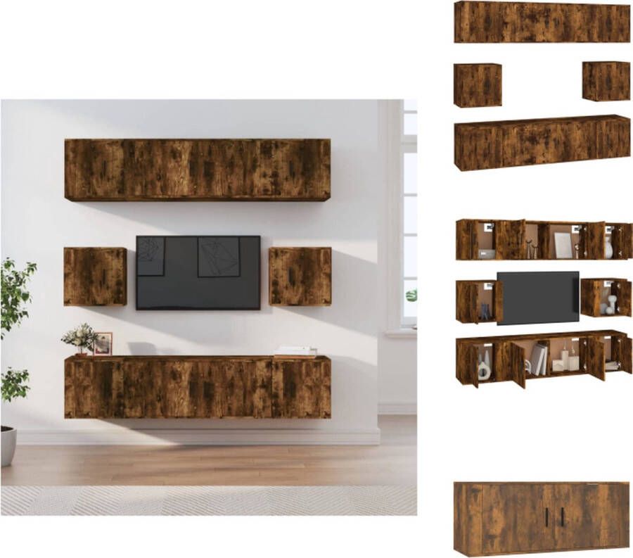 VidaXL TV-meubelset Gerookt eiken 2x 100x34.5x40 cm 6x 40x34.5x40 cm Kast