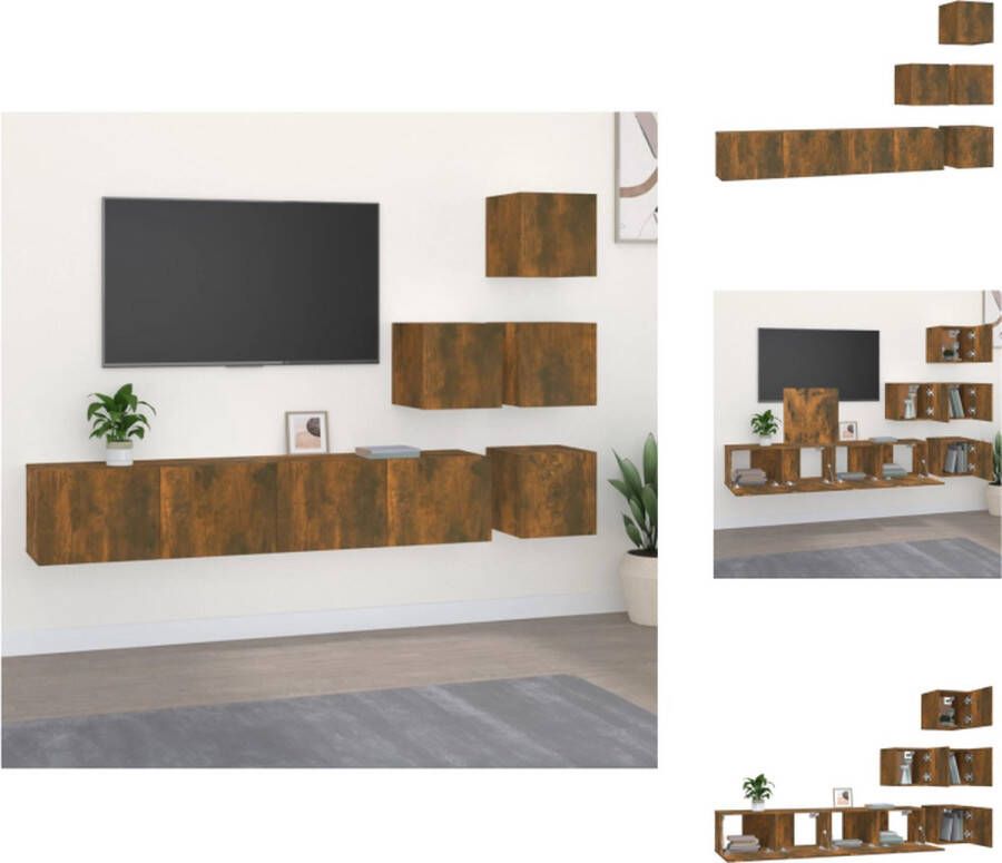 vidaXL TV-meubelset Gerookt eiken 30.5 x 30 x 30 cm (S) 80 x 30 x 30 cm (L) 4 x tv-meubel (S) 2 x tv-meubel (L) Kast