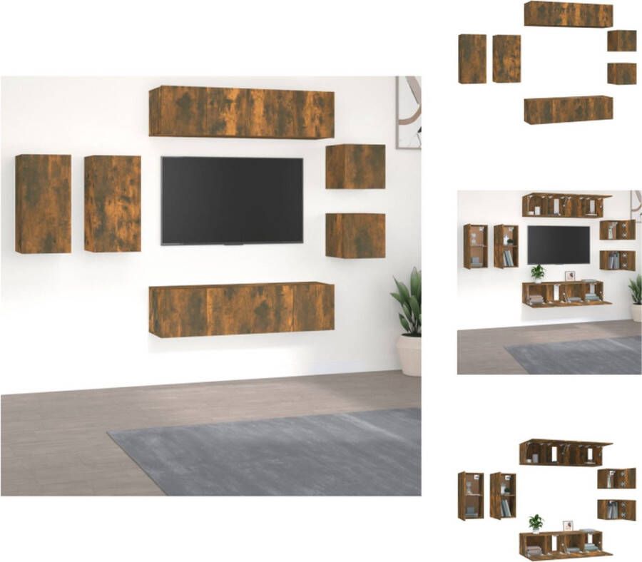 vidaXL TV-Meubelset Gerookt Eiken 30.5 x 30 x 60 cm Stevig bewerkt hout Wandgemonteerd Kast