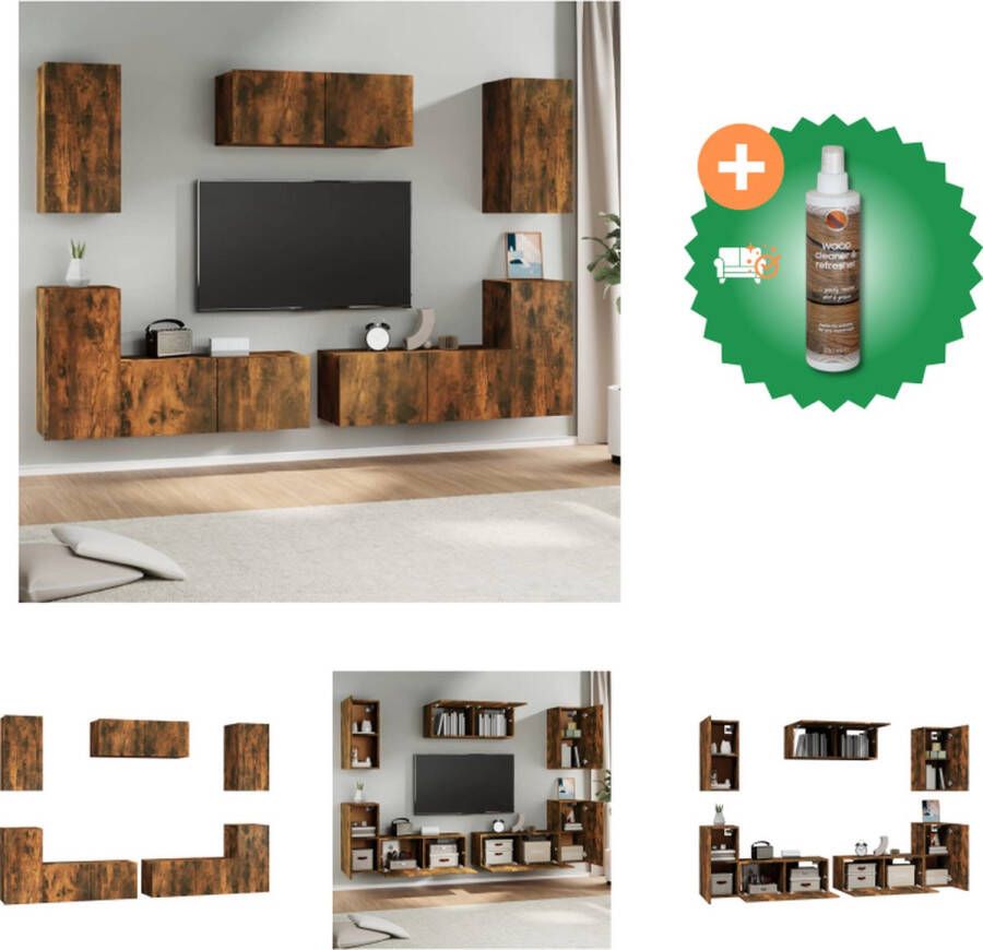 VidaXL Televisiemeubelset Gerookt eiken 4x 30.5x30x30 cm + 3x 100x30x30 cm Kast Inclusief Houtreiniger en verfrisser