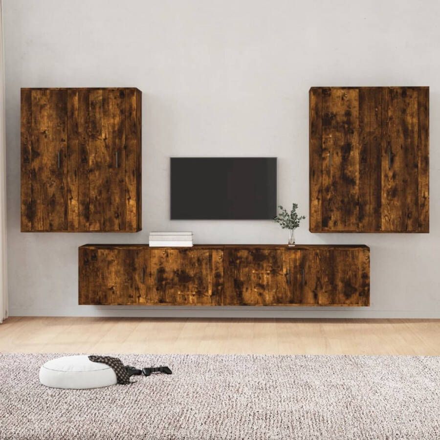 VidaXL Tv-meubelset Gerookt eiken 6 stuks 100 x 34.5 x 40 cm (B x D x H) Kast