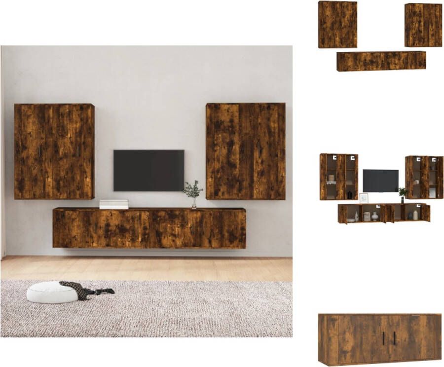 vidaXL Tv-meubelset Gerookt eiken 6 stuks 100 x 34.5 x 40 cm (B x D x H) Kast
