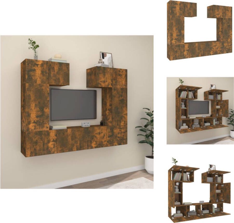 VidaXL TV Meubelset Gerookt eiken 60x30x30 cm Inclusief 2 stuks Klassiek Design Kast