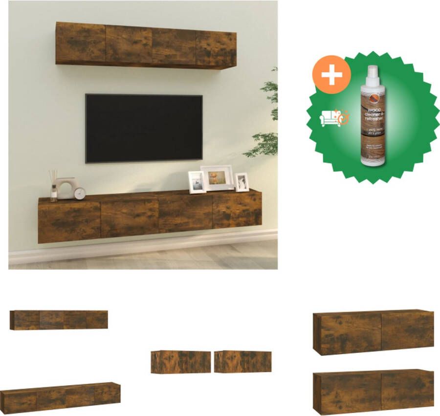 VidaXL Klassieke televisiekastenset TV-meubel 30.5x30x90 cm 30.5x30x60 cm 80x30x30 cm Gerookt eiken Kast Inclusief Houtreiniger en verfrisser - Foto 6