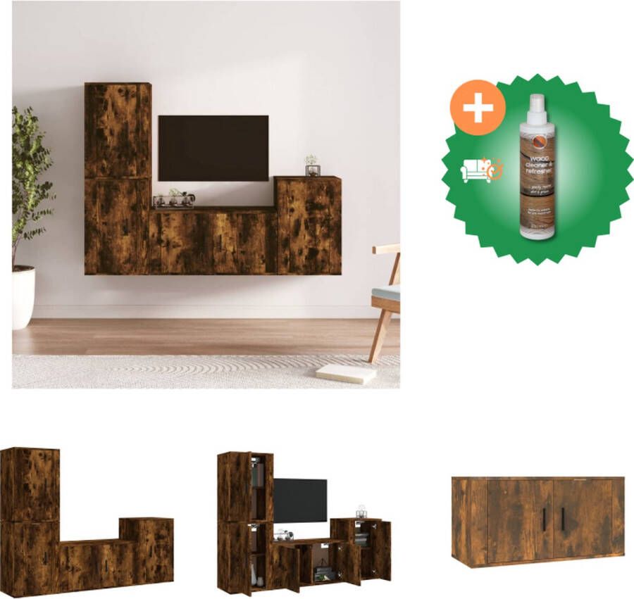 VidaXL Klassieke televisiekastenset TV-meubel 30.5x30x90 cm 30.5x30x60 cm 80x30x30 cm Gerookt eiken Kast Inclusief Houtreiniger en verfrisser - Foto 5