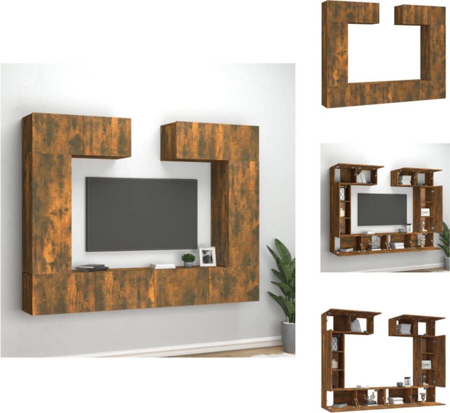 VidaXL Tv-kast Tv-kasten Tv-meubel Hifi-meubel 6-delige Tv-meubelset bewerkt hout gerookt eikenkleurig