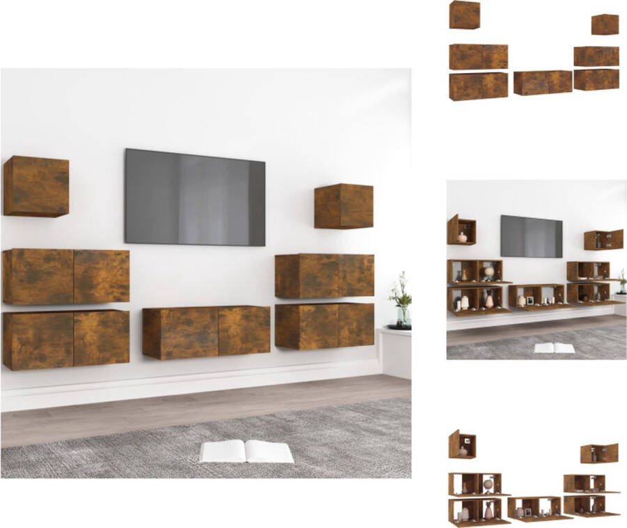 VidaXL Tv-meubelset Gerookt eiken 80x30x30 cm (groot) 60x30x30 cm (middelgroot) 30.5x30x30 cm (klein) Kast