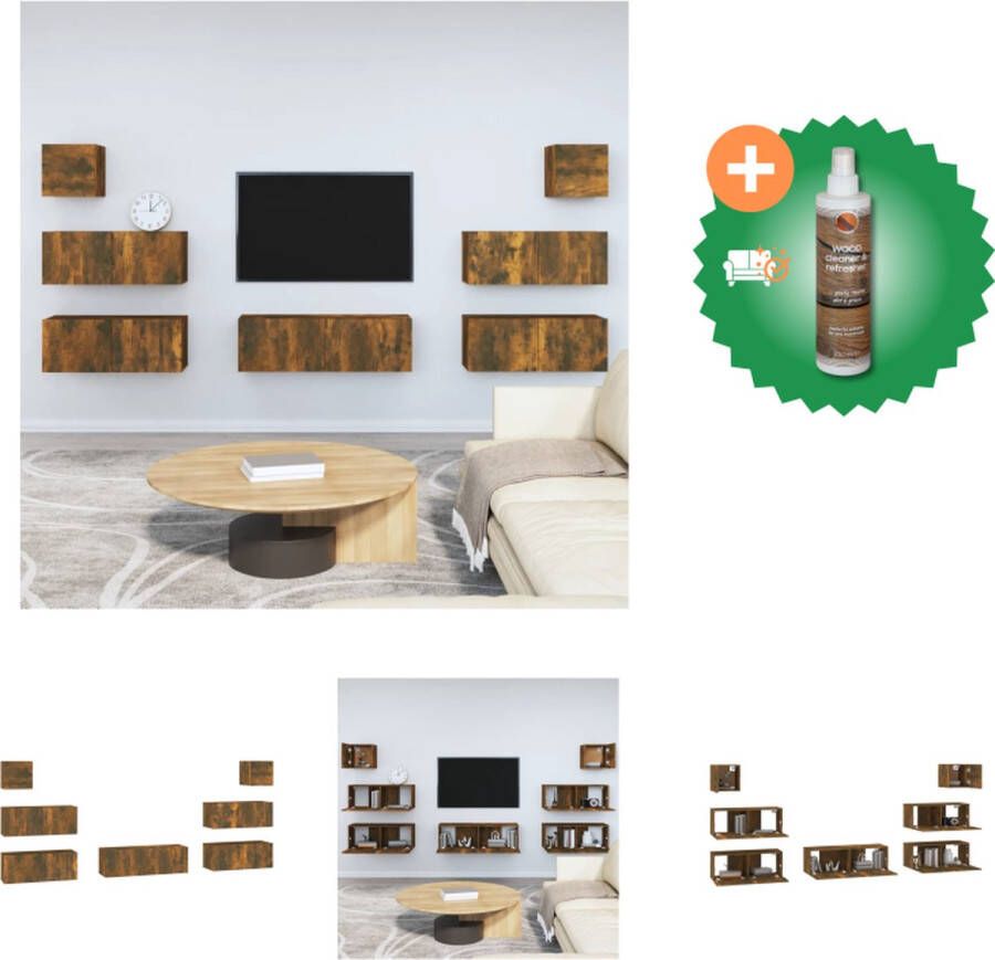 VidaXL Televisiemeubelset Gerookt eiken 4x 30.5x30x30 cm + 3x 100x30x30 cm Kast Inclusief Houtreiniger en verfrisser - Foto 2