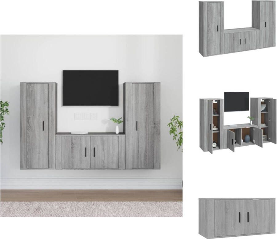 VidaXL TV-meubelset grijs sonoma eiken 2x 40x34.5x100 cm 1x 80x34.5x40 cm Kast