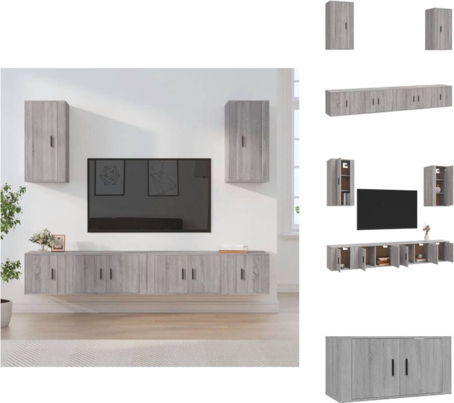 vidaXL TV-meubelset Grijs Sonoma Eiken 2x 80x34.5x40cm 2x 40x34.5x40cm 2x 40x34.5x80cm Kast