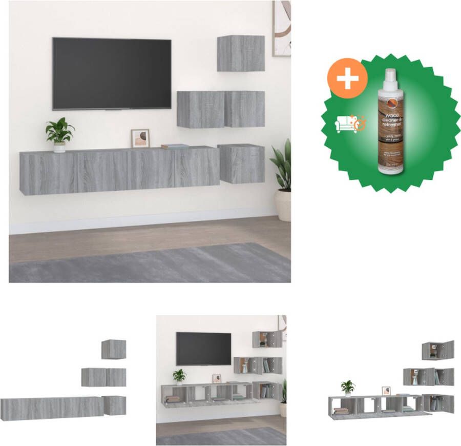 VidaXL Tv-meubelset grijs sonoma eiken 30.5 x 30 x 30 cm en 80 x 30 x 30 cm bewerkt hout Kast Inclusief Houtreiniger en verfrisser