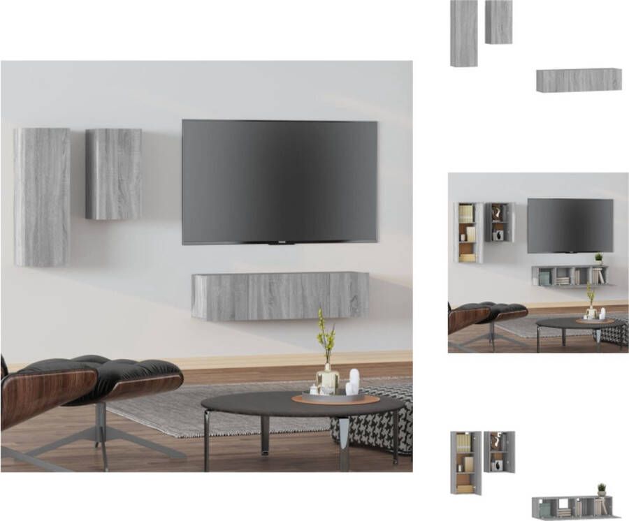 VidaXL TV-meubelset grijs sonoma eiken 30.5 x 30 x 90 cm trendy en praktisch Kast - Foto 2