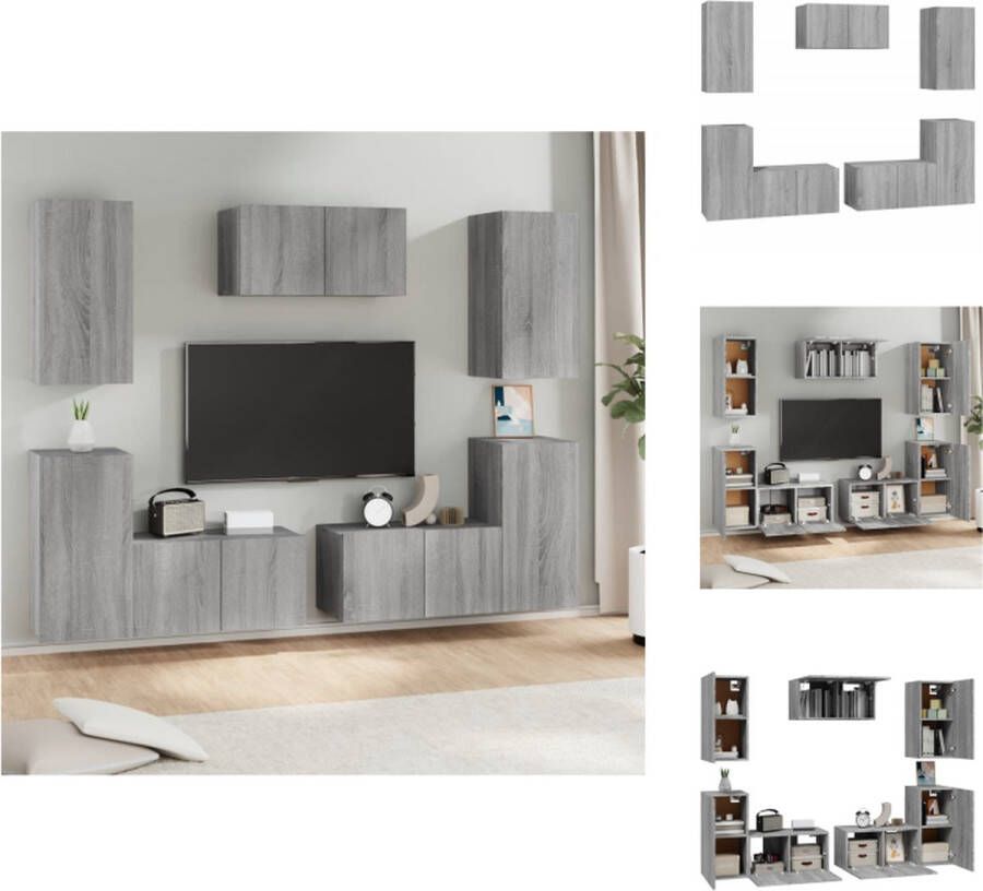 vidaXL TV meubelset Grijs Sonoma Eiken 3x (60 x 30 x 30 cm) + 4x (30.5 x 30 x 60 cm) Kast