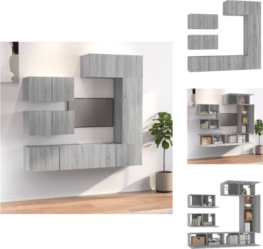 vidaXL TV-meubelset Grijs Sonoma Eiken 3x 80x30x30 cm 1x 30.5x30x90 cm 2x 60x30x30 cm Sterk en praktisch Kast