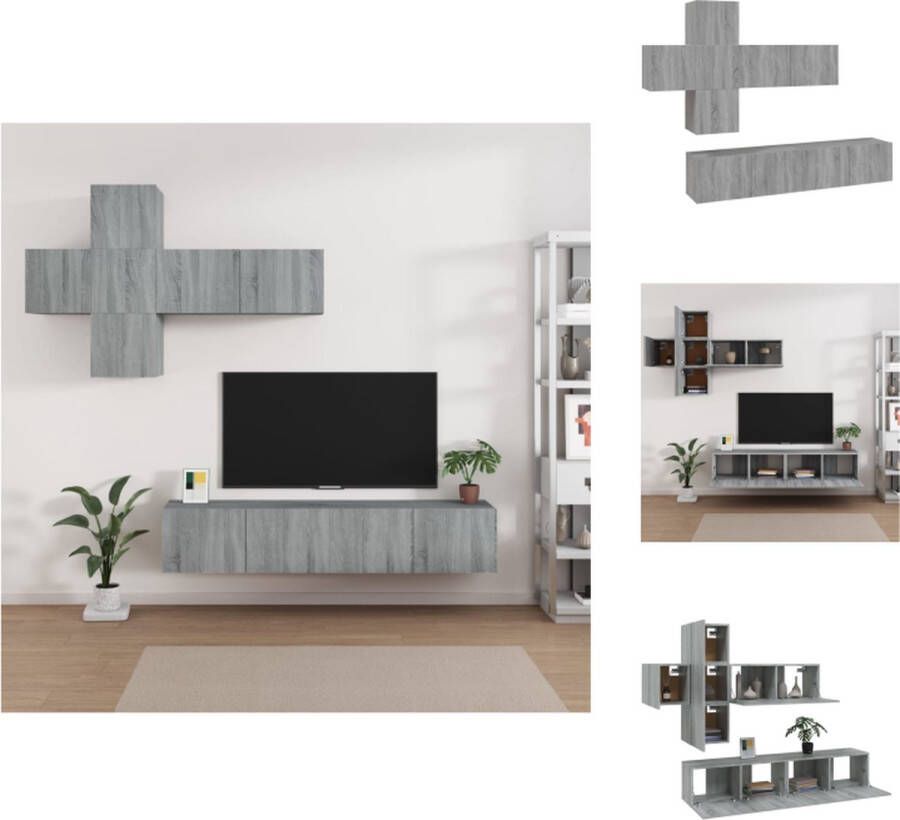 vidaXL TV-meubelset Grijs Sonoma Eiken 4x 30.5x30x30cm 3x 80x30x30cm Kast