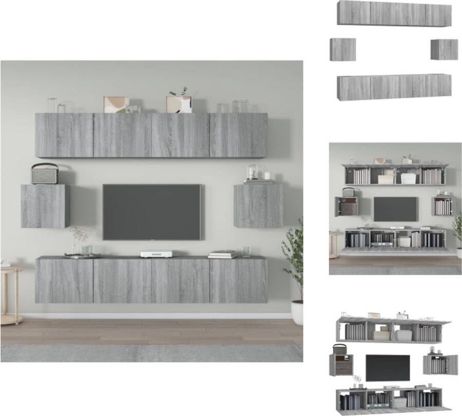 VidaXL TV-meubelset grijs sonoma eiken 4x 80x30x30cm 2x 30.5x30x30cm Kast