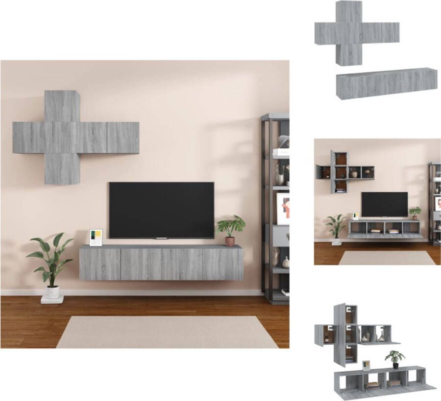 VidaXL TV-meubelset Grijs Sonoma Eiken 4x30x30cm + 1x60x30x30cm + 2x80x30x30cm Trendy en praktisch Kast