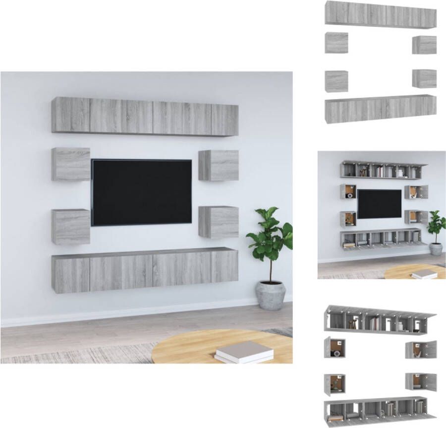 vidaXL TV-meubelset Grijs Sonoma Eiken 6x60x30 cm 4x30.5x30 cm Kast