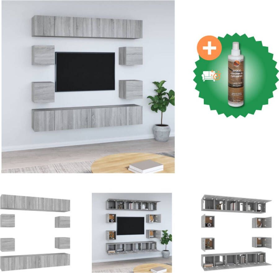 vidaXL TV-meubelset Grijs Sonoma Eiken 6x60x30 cm 4x30.5x30 cm Kast Inclusief Houtreiniger en verfrisser