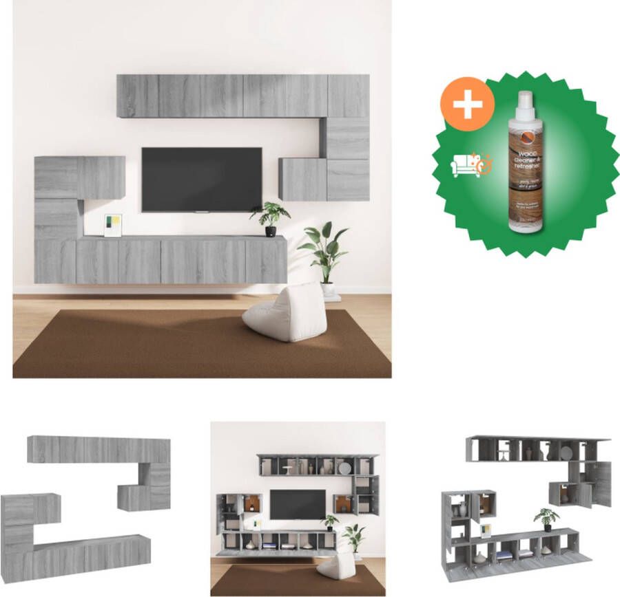 VidaXL TV-meubelset Grijs Sonoma Eiken 8x 60x30x30cm + 2x 30.5x30x30cm Kast Inclusief Houtreiniger en verfrisser