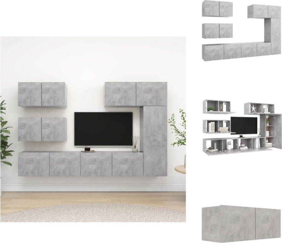 VidaXL TV-meubelset Hangend Betongrijs Spaanplaat 80x30x30cm 30.5x30x90cm 60x30x30cm Montage vereist 6-delige Kast