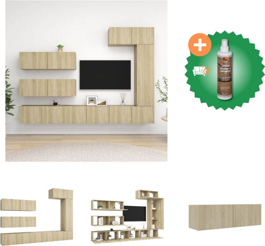 VidaXL TV-meubelset Sonoma Eiken Hangende spaanplaat meubelset met opbergvakken Reinigbaar Montage vereist Afmetingen- 60 x 30 x 30 cm 80 x 30 x 30 cm 30.5 x 30 x 30 cm Kast Inclusief Houtreiniger en verfrisser - Foto 2