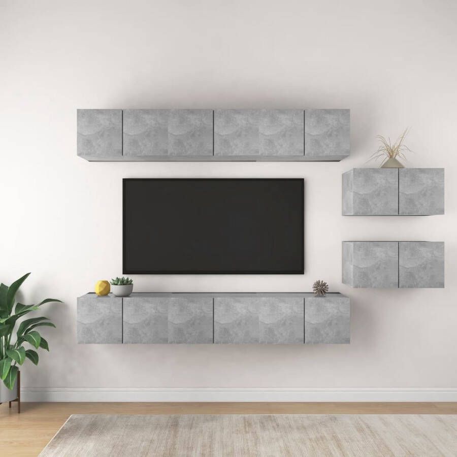 VidaXL TV Meubelset Hangend Spaanplaat 60 x 30 x 30 cm Betongrijs Kast