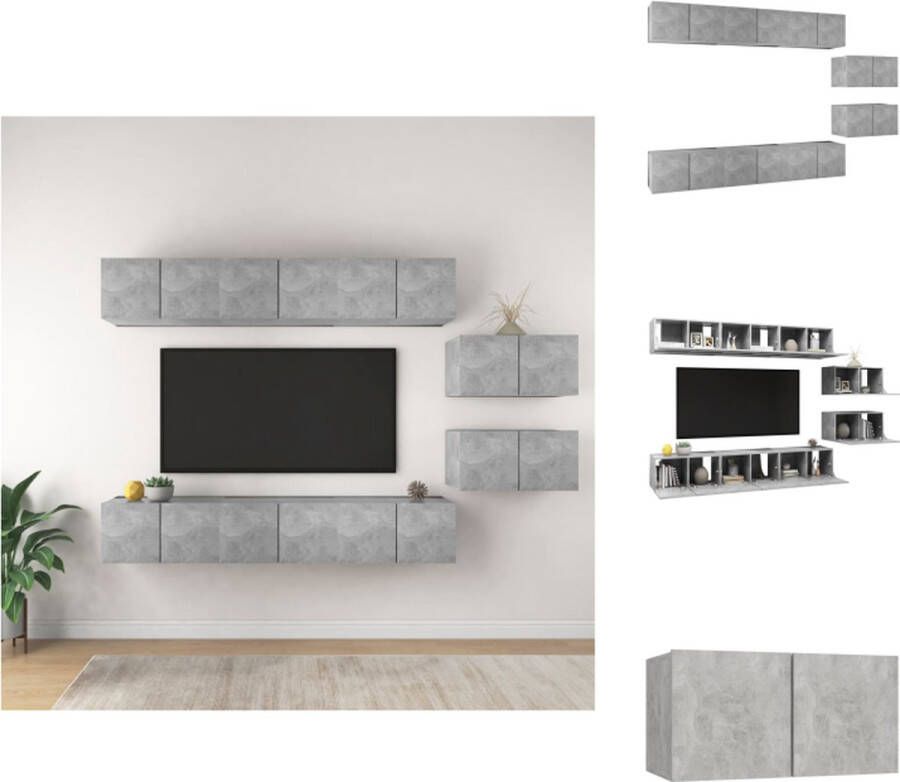 vidaXL TV Meubelset Hangend Spaanplaat 60 x 30 x 30 cm Betongrijs Kast