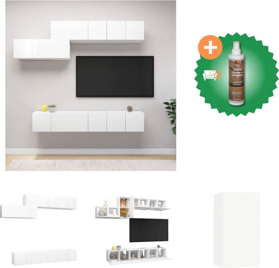 VidaXL Televisiekast Trendy Design Meerdere Vakken Eenvoudig te Onderhouden Wit Spaanplaat 80 x 30 x 30 cm (L) 30.5 x 30 x 60 cm (M) Montage Vereist 3 x tv-meubel (L) 4 x tv-meubel (M) Kast Inclusief Houtreiniger en verfrisser
