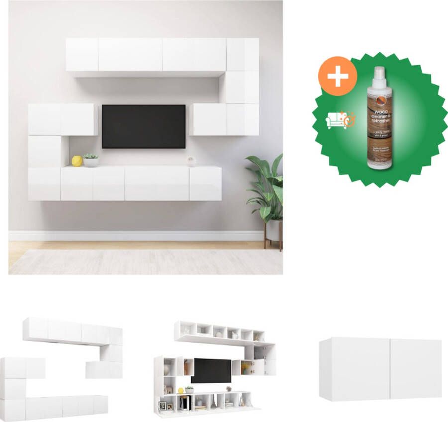 VidaXL Hangende TV-kasten Televisiemeubelset 30.5 x 30 x 30 cm 60 x 30 x 30 cm 30.5 x 30 x 60 cm 30.5 x 30 x 90 cm wit spaanplaat Kast Inclusief Houtreiniger en verfrisser - Foto 3