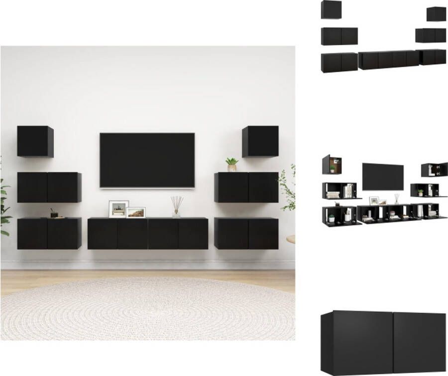 VidaXL TV Meubelset Hangende TV Kasten Spaanplaat 60 x 30 x 30 cm 2x 30.5 x 30 x 30 cm Zwart Kast