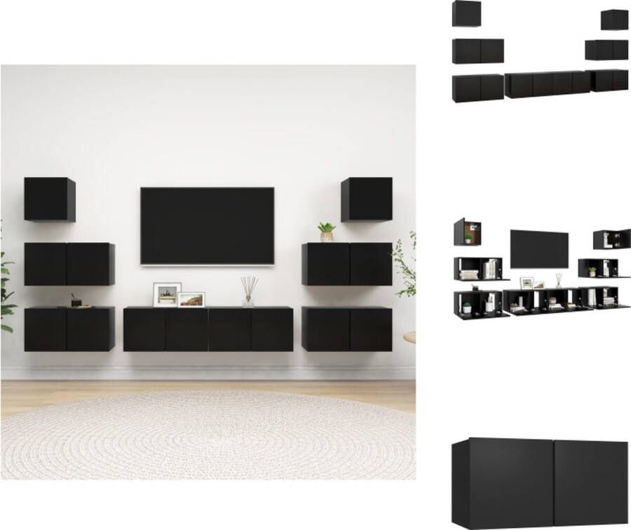 vidaXL TV Meubelset Hangende TV Kasten Spaanplaat 60 x 30 x 30 cm 2x 30.5 x 30 x 30 cm Zwart Kast