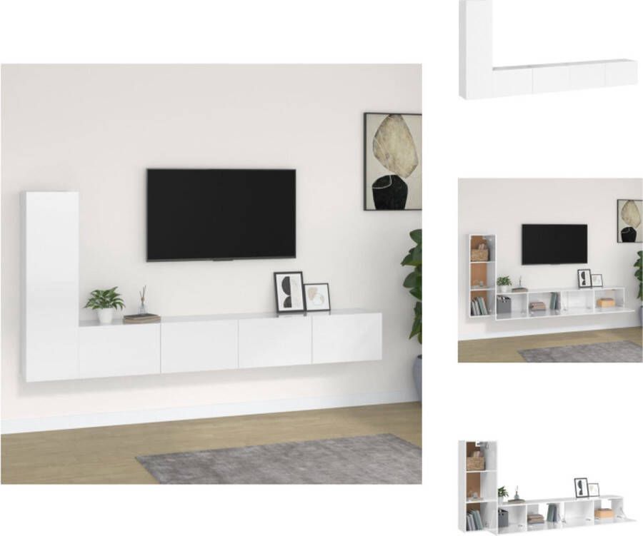 VidaXL TV-meubelset Hoogglans wit 2x 100x30x30 cm + 1x 30.5x30x110 cm Kast