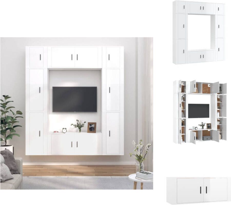 vidaXL TV Meubelset Hoogglans wit 2x 100x34.5x40 cm 4x 40x34.5x80 cm 2x 40x34.5x40 cm Kast