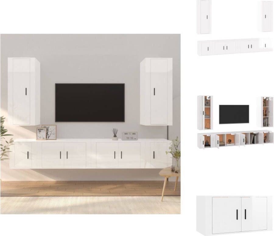 vidaXL TV-meubelset Hoogglans wit 2x 40 x 34.5 x 100 cm 2x 80 x 34.5 x 40 cm 2x 40 x 34.5 x 40 cm Kast